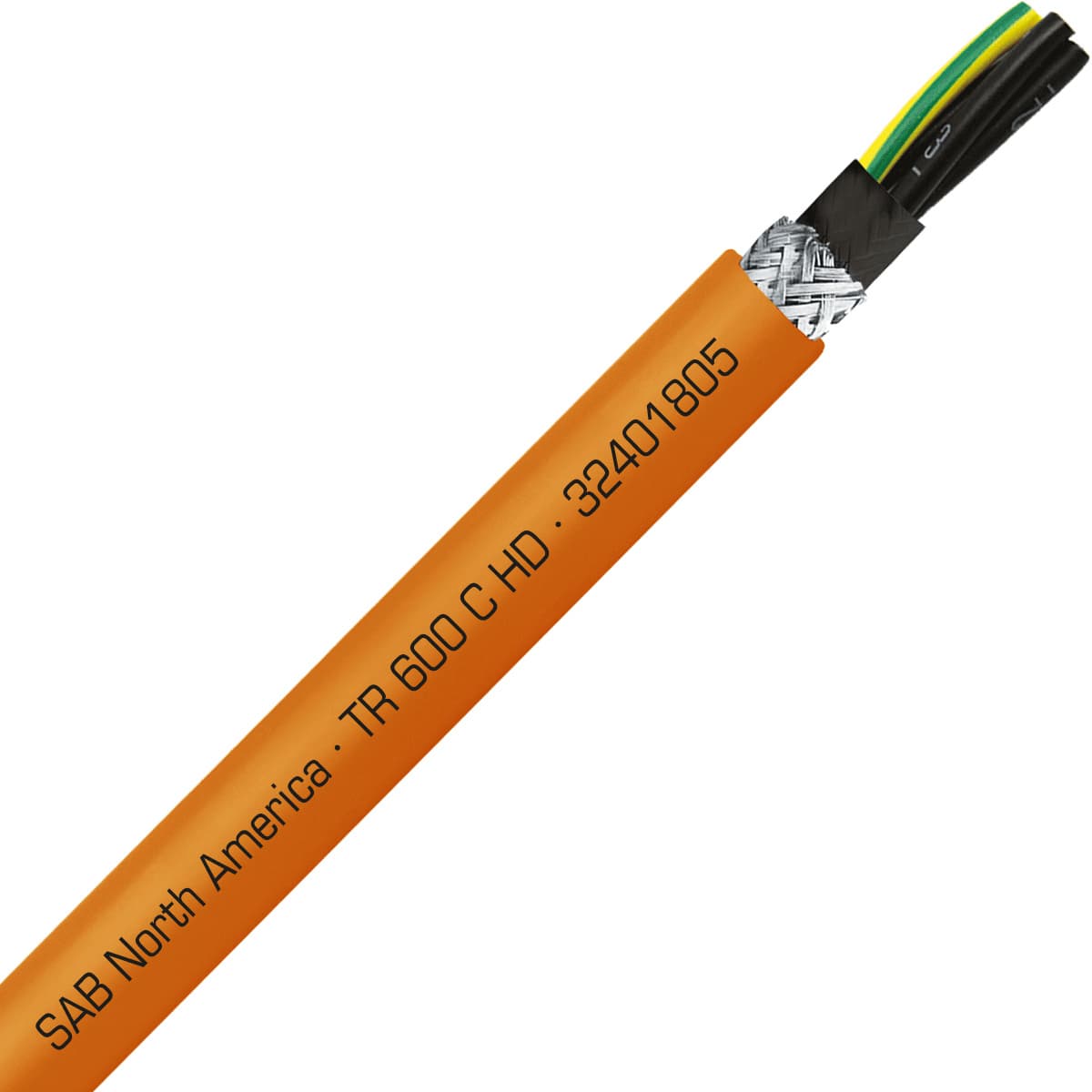 SAB 32401805 TR 600 C HD - 18 AWG/5c, shielded oil resistant heavy duty flexible exposed run orange TPE tray cable, UL, CSA, CE, RoHS SAB 32401805 TR 600 C HD - 18 AWG/5c, shielded oil resistant heavy duty flexible exposed run orange TPE tray cable, UL, CSA, CE, RoHS