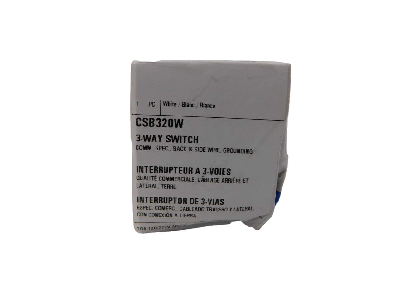 Eaton CSB320W CSB320W Eaton - Eaton commercial grade toggle switch, #14-10 AWG, 20A, Commercial, Wall, 120/277V, Back and side, Screw, White, Three-Way, Brass, Terminals: 0.031 in Eaton CSB320W CSB320W Eaton - Eaton commercial grade toggle switch, #14-10 AWG, 20A, Commercial, Wall, 120/277V, Back and side, Screw, White, Three-Way, Brass, Terminals: 0.031 in