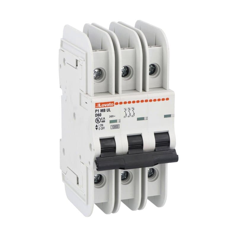 Lovato Electric P1MBUL3PD63 P1MBUL3PD63 Lovato - Miniature circuit breaker, 3P - 10kA. 3 modules, characteristic D, 63A Lovato Electric P1MBUL3PD63 P1MBUL3PD63 Lovato - Miniature circuit breaker, 3P - 10kA. 3 modules, characteristic D, 63A