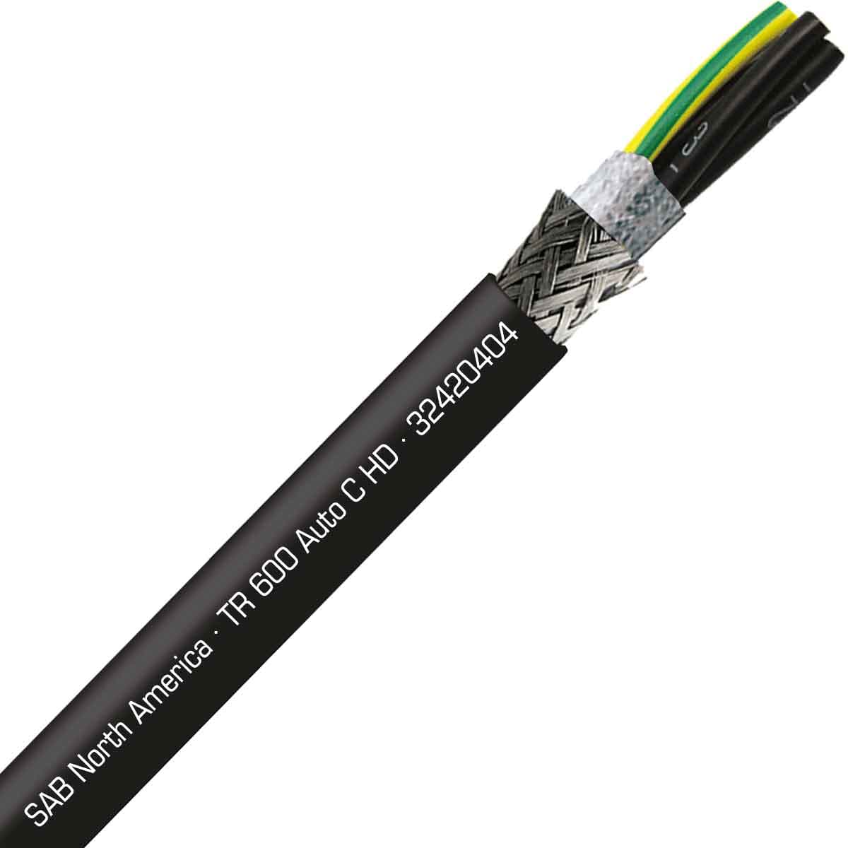 SAB 32420404 TR 600 Auto C HD - 4 AWG/4c, shielded continuous flex exposed run TPE tray cable, UL, CSA, CE, RoHS SAB 32420404 TR 600 Auto C HD - 4 AWG/4c, shielded continuous flex exposed run TPE tray cable, UL, CSA, CE, RoHS