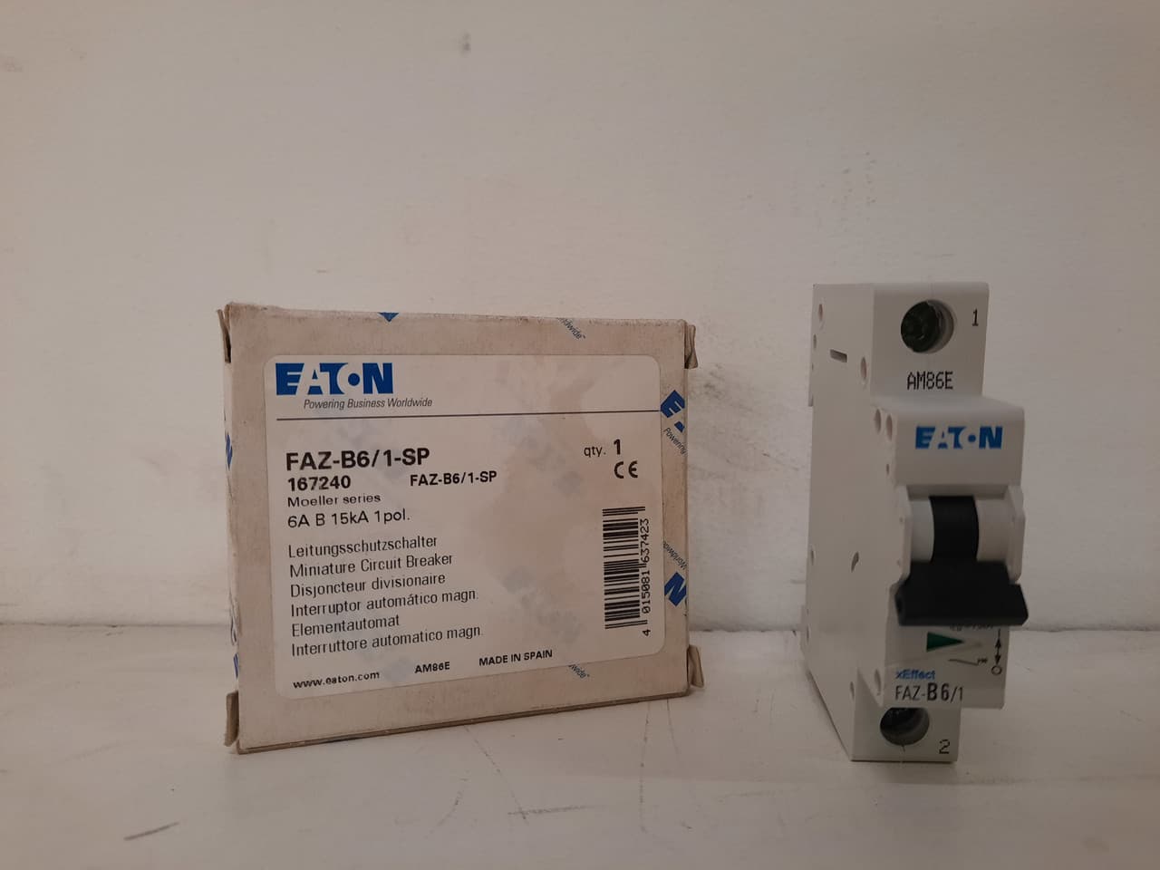 Eaton FAZ-B6/1-SP Eaton FAZ supplementary protector,UL 1077 Industrial miniature circuit breaker-supplementary protector,Single package,Low levels of inrush current are expected,6 A,15 kAIC,Single-pole,240/415 V,3-5X/n,Q38,50-60 Hz,Standard terminals,B Curve Eaton FAZ-B6/1-SP Eaton FAZ supplementary protector,UL 1077 Industrial miniature circuit breaker-supplementary protector,Single package,Low levels of inrush current are expected,6 A,15 kAIC,Single-pole,240/415 V,3-5X/n,Q38,50-60 Hz,Standard terminals,B Curve