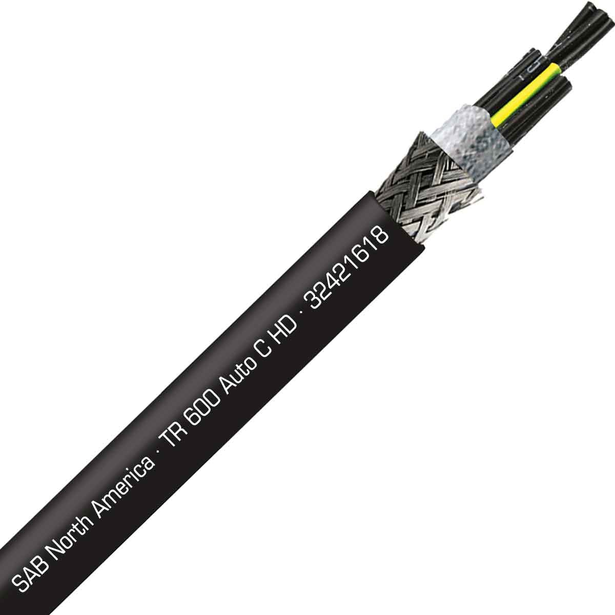 SAB 32421618 TR 600 Auto C HD - 16 AWG/18c, shielded continuous flex exposed run TPE tray cable, UL, CSA, CE, RoHS SAB 32421618 TR 600 Auto C HD - 16 AWG/18c, shielded continuous flex exposed run TPE tray cable, UL, CSA, CE, RoHS