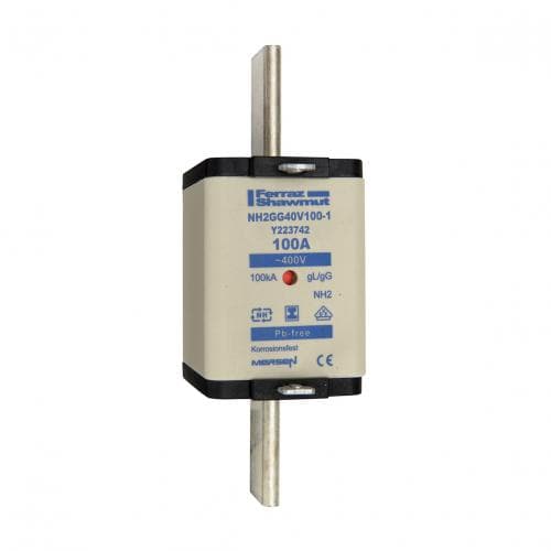 Mersen Y223742 NH fuse-link gG, 400VAC, size 2, 100A double indicator/insulated tags Mersen Y223742 NH fuse-link gG, 400VAC, size 2, 100A double indicator/insulated tags
