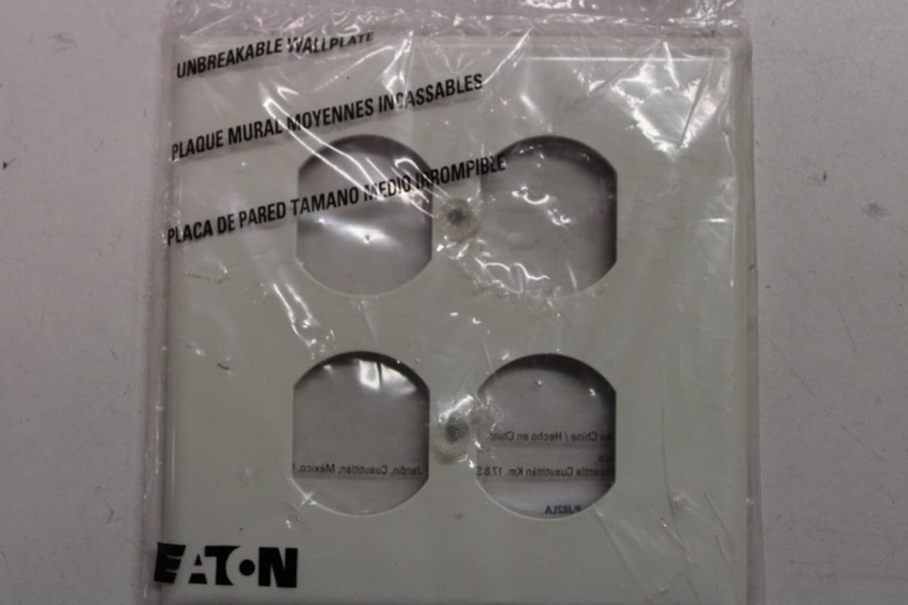 Eaton PJ82LA PJ82LA Eaton - Eaton Duplex receptacle wallplate, Lt. Almond, Duplex receptacle Cutout, Polycarbonate, Two- gang, Mid-size Eaton PJ82LA PJ82LA Eaton - Eaton Duplex receptacle wallplate, Lt. Almond, Duplex receptacle Cutout, Polycarbonate, Two- gang, Mid-size