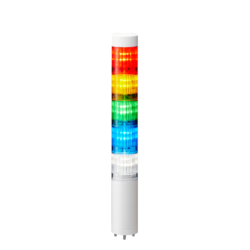 Patlite LR4-502WJNW-RYGBC 40mm 5-tier Signal Tower, 24V DC, Direct Mount with Cable, No Flashing/Buzzer, White body, Red, Amber, Green, Blue and White LED Modules Patlite LR4-502WJNW-RYGBC 40mm 5-tier Signal Tower, 24V DC, Direct Mount with Cable, No Flashing/Buzzer, White body, Red, Amber, Green, Blue and White LED Modules