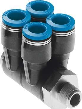 Festo 153238 multiple distributor QSLV4-3/8-10 4-fold, 360° orientable. Size: Standard, Nominal size: 5,1 mm, Type of seal on screw-in stud: coating, Assembly position: Any, Design structure: Push/pull principle Festo 153238 multiple distributor QSLV4-3/8-10 4-fold, 360° orientable. Size: Standard, Nominal size: 5,1 mm, Type of seal on screw-in stud: coating, Assembly position: Any, Design structure: Push/pull principle