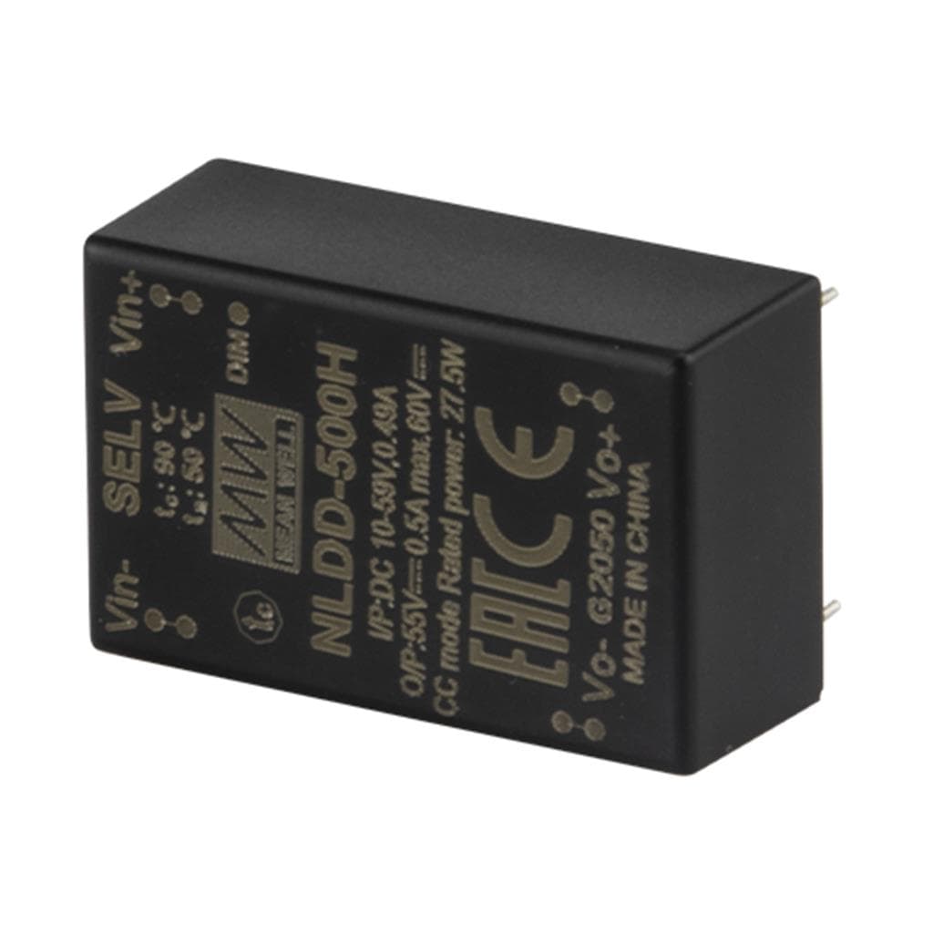 MEAN WELL NLDD-1200H DC-DC Step down LED driver Constant Current (CC); Wide Input 10-56Vdc; Output 6-46Vdc at 1.2A; Pin style with PCB mounting; PWM dimming and remote ON/OFF MEAN WELL NLDD-1200H DC-DC Step down LED driver Constant Current (CC); Wide Input 10-56Vdc; Output 6-46Vdc at 1.2A; Pin style with PCB mounting; PWM dimming and remote ON/OFF