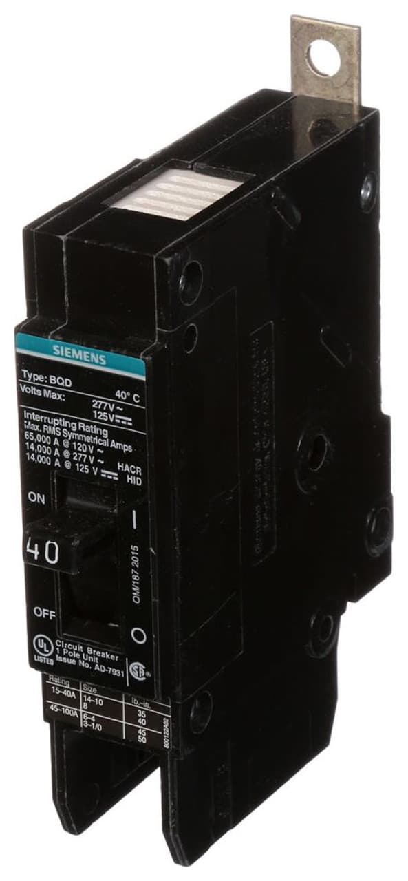 Siemens BQD140 Siemens BQD140 Miniature Circuit Breakers (MCBs) 1P 40A 277V Siemens BQD140 Siemens BQD140 Miniature Circuit Breakers (MCBs) 1P 40A 277V