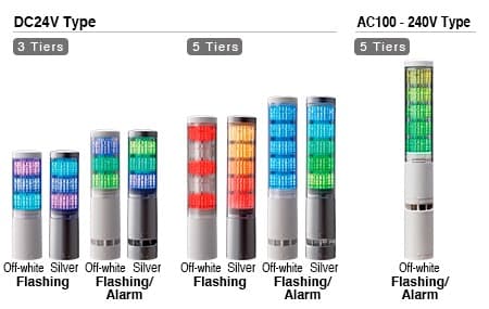 Patlite LA6-3DTNUB-RYG Multi Color LED Signal Tower with Flash & Buzzer, Direct Mount, Silver color, Terminal block Patlite LA6-3DTNUB-RYG Multi Color LED Signal Tower with Flash & Buzzer, Direct Mount, Silver color, Terminal block