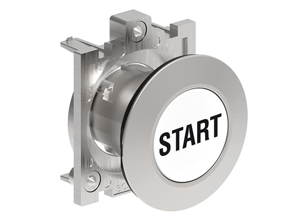 Lovato Electric LPFB1168 LPFB1168 Lovato - Pushbutton actuator, spring return, with symbol dia: 30mm Platinum series flat metal, flush, START/White Lovato Electric LPFB1168 LPFB1168 Lovato - Pushbutton actuator, spring return, with symbol dia: 30mm Platinum series flat metal, flush, START/White