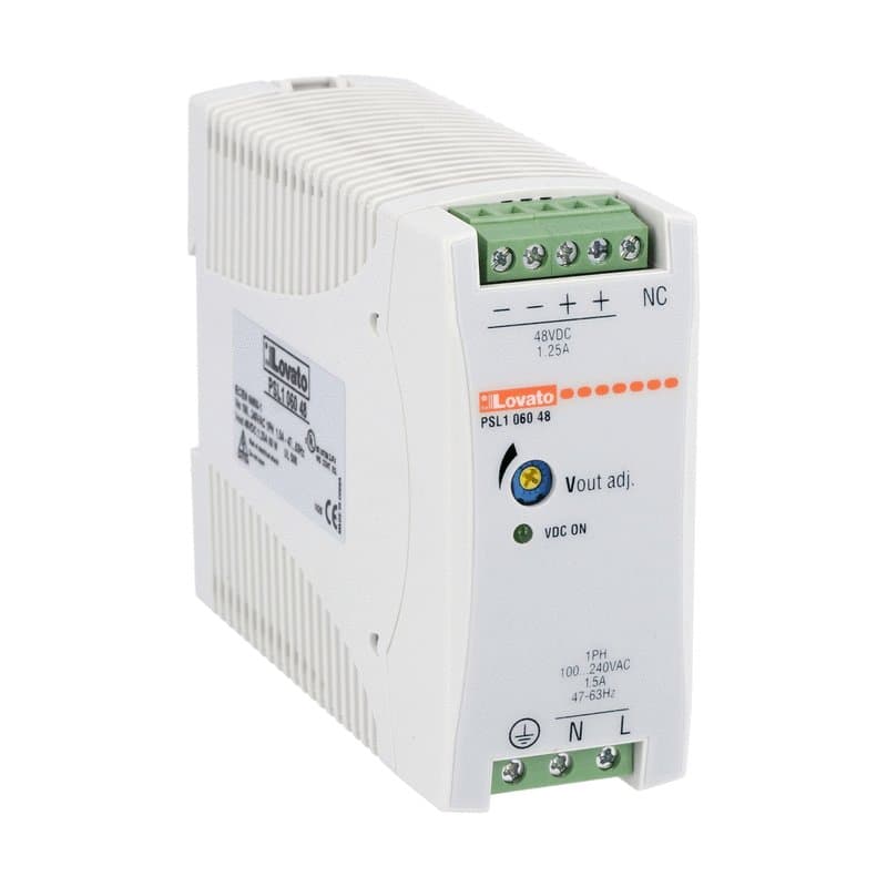 Lovato Electric PSL106048 PSL106048 Lovato - DIN rail switching power supply, single-phase. 48VDC, 1.25A/60W Lovato Electric PSL106048 PSL106048 Lovato - DIN rail switching power supply, single-phase. 48VDC, 1.25A/60W
