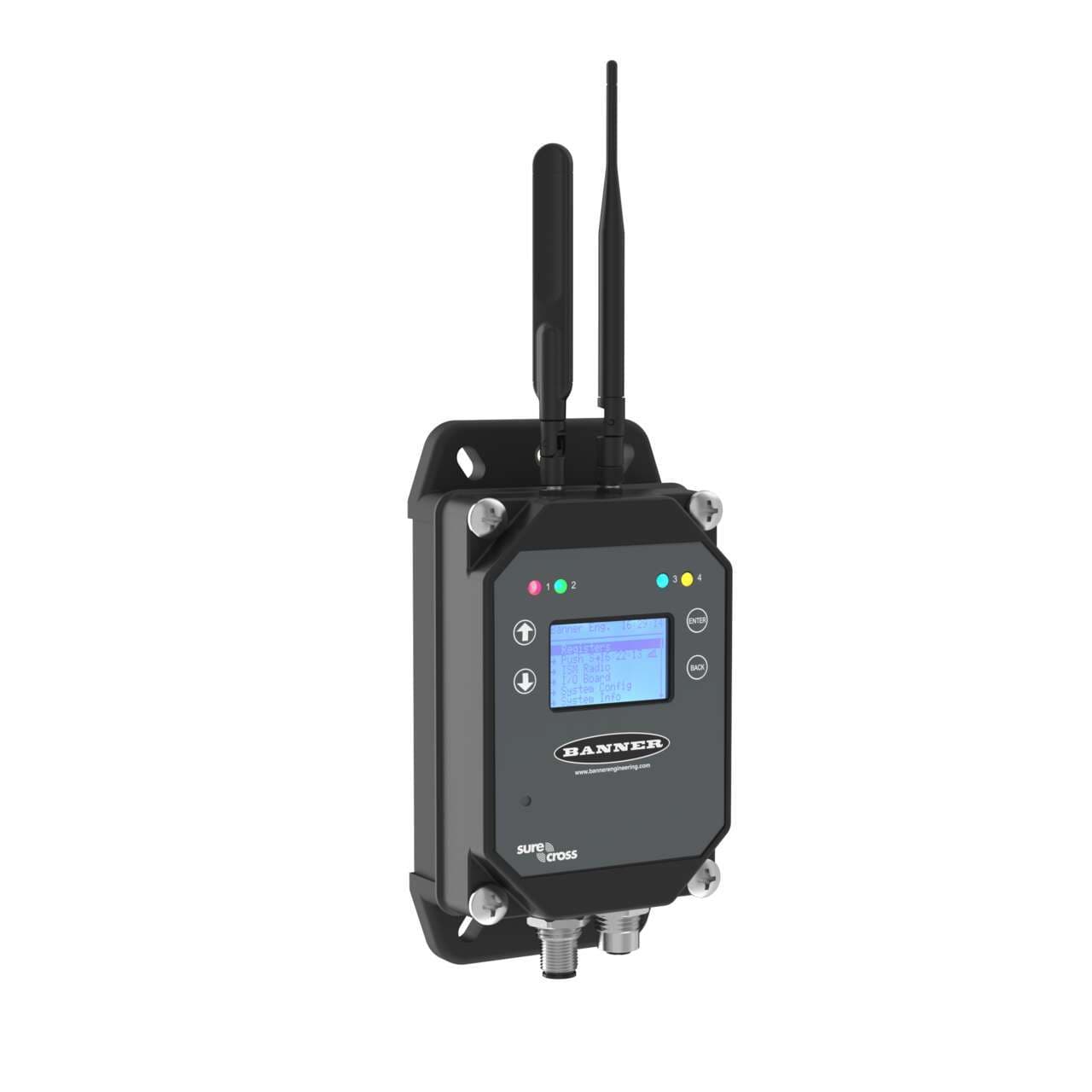 Banner DXM1200-B2R2 Banner DXM1200-B2R2 - DXM1200 Controller; Multihop Radio 900 MHz 1 W; M7 Processor, 16MB Memory, LCD Display, IP67; Female M12 (D-Code Ethernet); Modbus RTU Client, Modbus TCP, Ethernet IP; External Antennas Banner DXM1200-B2R2 Banner DXM1200-B2R2 - DXM1200 Controller; Multihop Radio 900 MHz 1 W; M7 Processor, 16MB Memory, LCD Display, IP67; Female M12 (D-Code Ethernet); Modbus RTU Client, Modbus TCP, Ethernet IP; External Antennas