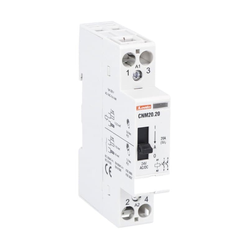 Lovato Electric CNM2020012 CNM2020012 Lovato - Modular contactor with manual control, one or two-pole, 20A AC1, 12VAC/DC (1NO+1NC) Lovato Electric CNM2020012 CNM2020012 Lovato - Modular contactor with manual control, one or two-pole, 20A AC1, 12VAC/DC (1NO+1NC)