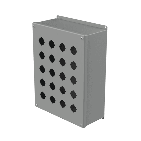 Hoffman E20PBX Extra-Deep Pushbutton Enclosures, Type 12, 20PB x 30.5mm, Gray, Steel Hoffman E20PBX Extra-Deep Pushbutton Enclosures, Type 12, 20PB x 30.5mm, Gray, Steel