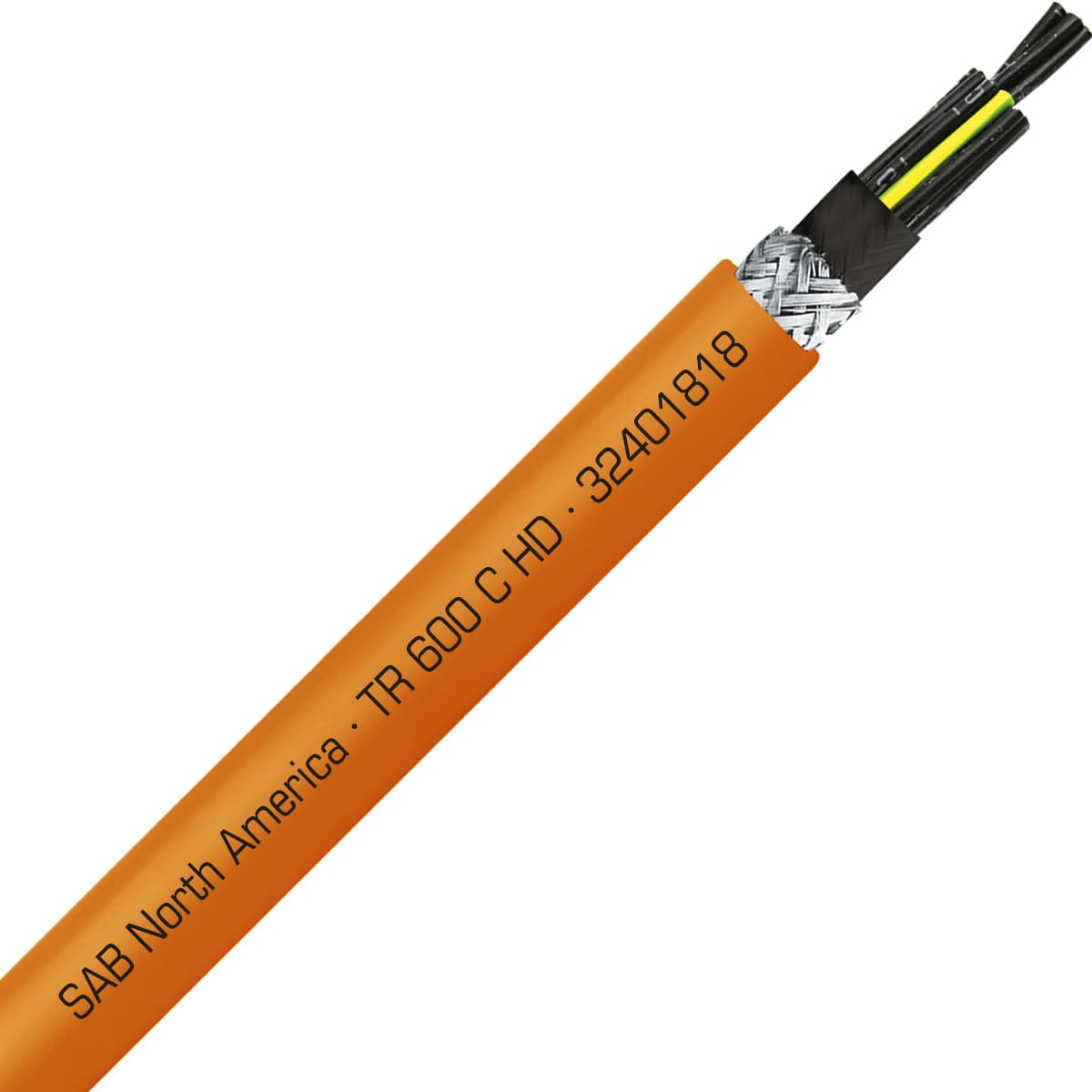 SAB 32401818 TR 600 C HD - 18 AWG/18c, shielded oil resistant heavy duty flexible exposed run orange TPE tray cable, UL, CSA, CE, RoHS SAB 32401818 TR 600 C HD - 18 AWG/18c, shielded oil resistant heavy duty flexible exposed run orange TPE tray cable, UL, CSA, CE, RoHS
