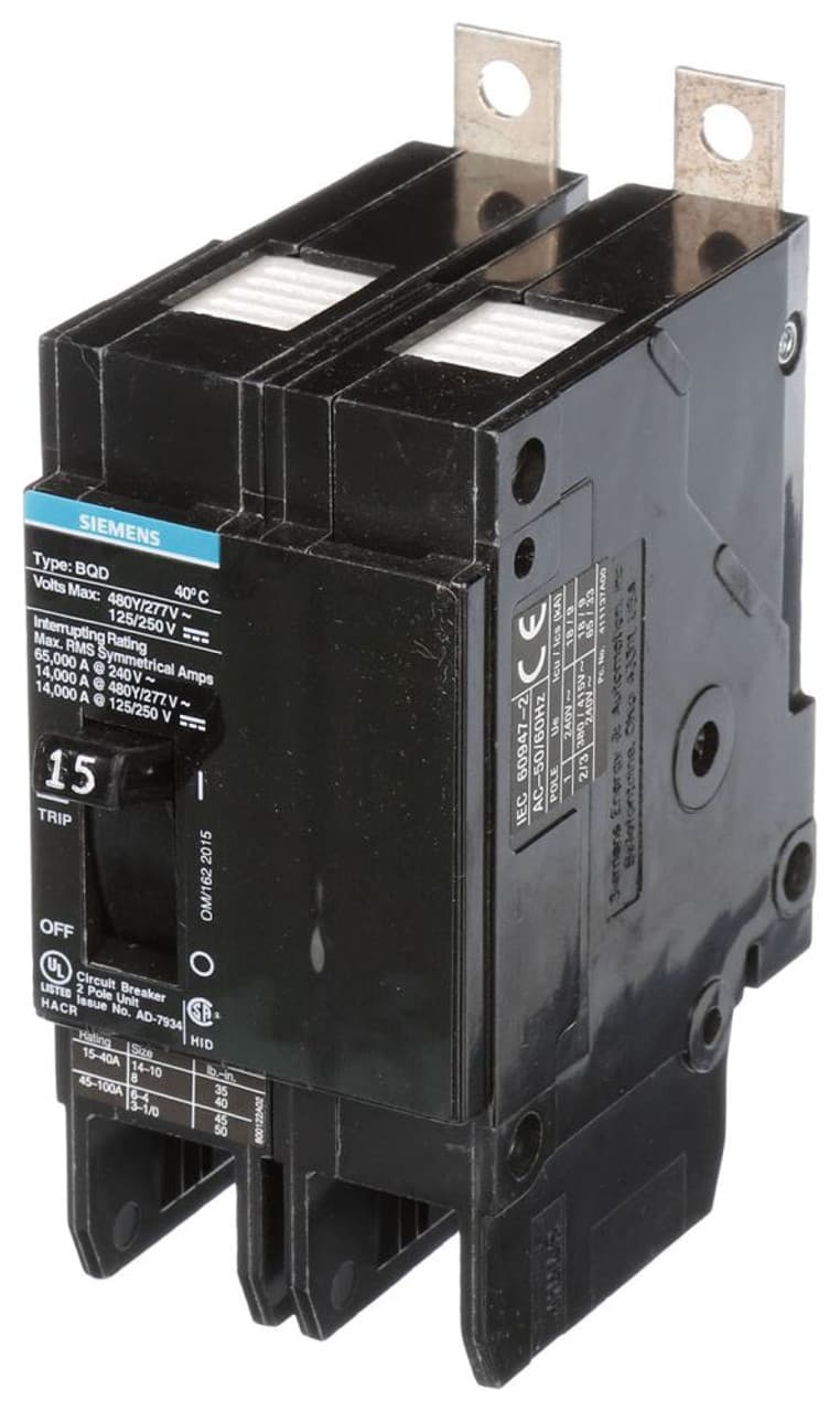 Siemens BQD215 Siemens BQD215 Miniature Circuit Breakers (MCBs) 2P 15A 277V Siemens BQD215 Siemens BQD215 Miniature Circuit Breakers (MCBs) 2P 15A 277V