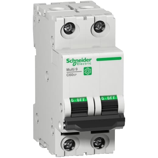 Schneider Electric M9F23204 Schneider Electric M9F23204 is a Miniature Circuit Breaker (MCB) within the C60SP sub-range, designed to provide circuit protection. This MCB features a 2-pole configuration with both poles protected, and it is rated for a current of 4A. It offers a short circuit breaking rating of 14kA AIR at 240Vac, and 10kA AIR at both 480Y/277Vac and 125Vdc. The M9F23204 is equipped with a D tripping curve, ensuring precise protection against overload and short-circuit conditions. This product is compliant with UL1077 standards for safety and performance. Schneider Electric M9F23204 Schneider Electric M9F23204 is a Miniature Circuit Breaker (MCB) within the C60SP sub-range, designed to provide circuit protection. This MCB features a 2-pole configuration with both poles protected, and it is rated for a current of 4A. It offers a short circuit breaking rating of 14kA AIR at 240Vac, and 10kA AIR at both 480Y/277Vac and 125Vdc. The M9F23204 is equipped with a D tripping curve, ensuring precise protection against overload and short-circuit conditions. This product is compliant with UL1077 standards for safety and performance.