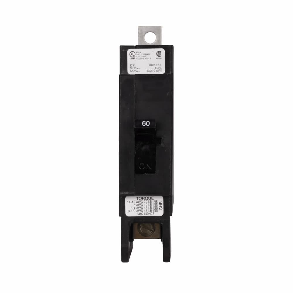 Eaton GB1035BP24 Eaton Series C complete molded case circuit breaker, G-frame, GB, Complete breaker, Non-interchangeable thermal-magnetic trip type, Single-pole, 35A, 120 Vac, 125 Vdc, 65 kAIC at 120 Vac, Line and load, Bolt-on, 24 Eaton GB1035BP24 Eaton Series C complete molded case circuit breaker, G-frame, GB, Complete breaker, Non-interchangeable thermal-magnetic trip type, Single-pole, 35A, 120 Vac, 125 Vdc, 65 kAIC at 120 Vac, Line and load, Bolt-on, 24