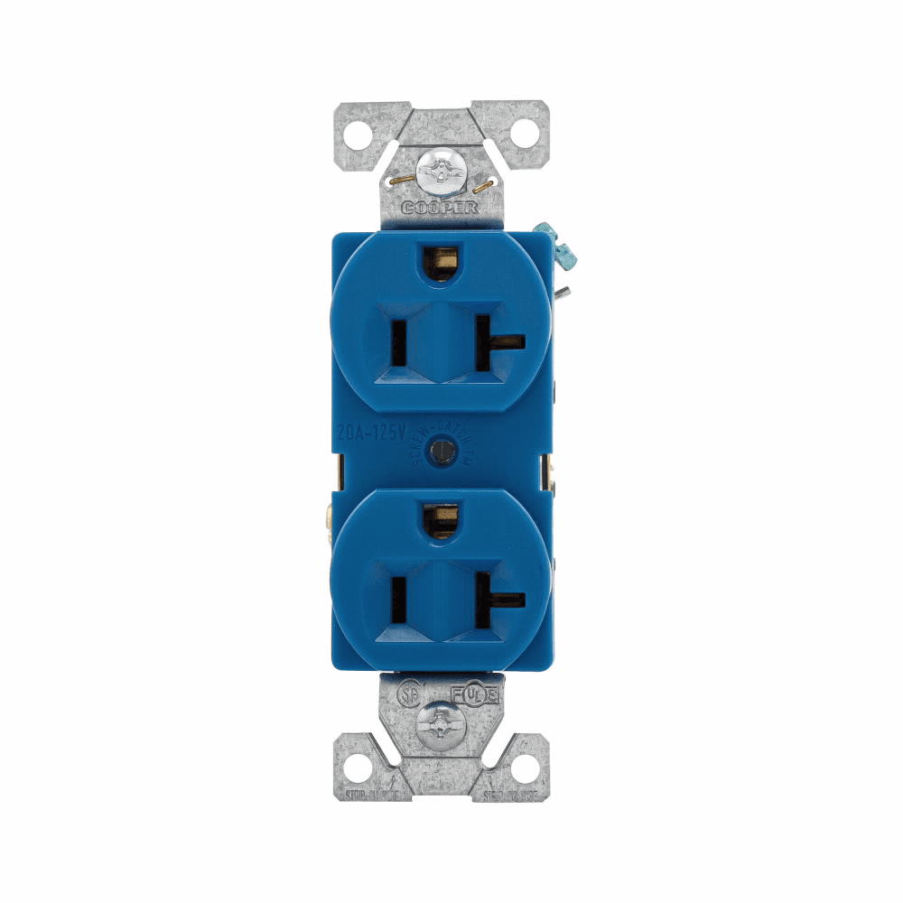 Eaton 5362BL 5362BL Eaton - Eaton Arrow Hart heavy-duty industrial specification grade duplex receptacle, #14 to 10 AWG, 20A, Industrial, Flush, 125V, Back and side, Blue, Brass, Nylon, 5-20R, Duplex, Screw, Glass-filled nylon, PVC, Core pack Eaton 5362BL 5362BL Eaton - Eaton Arrow Hart heavy-duty industrial specification grade duplex receptacle, #14 to 10 AWG, 20A, Industrial, Flush, 125V, Back and side, Blue, Brass, Nylon, 5-20R, Duplex, Screw, Glass-filled nylon, PVC, Core pack