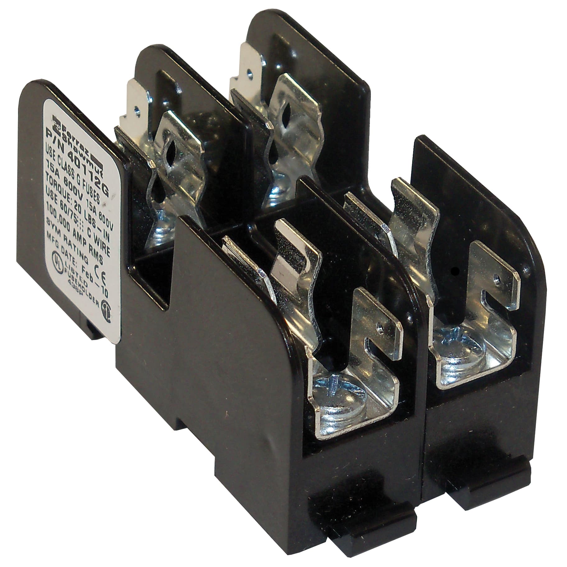 Mersen 40112G 40112G Mersen - Fuse Block 600VAC 600VDC Class G 15A 2-Pole Screw with Reinforced Clip Mersen 40112G 40112G Mersen - Fuse Block 600VAC 600VDC Class G 15A 2-Pole Screw with Reinforced Clip