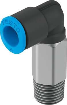 Festo 153342 push-in L-fitting, long QSMLL-1/8-6 360° orientable, male thread with external hexagon. Size: Mini, Nominal size: 3,1 mm, Type of seal on screw-in stud: coating, Assembly position: Any, Container size: 10 Festo 153342 push-in L-fitting, long QSMLL-1/8-6 360° orientable, male thread with external hexagon. Size: Mini, Nominal size: 3,1 mm, Type of seal on screw-in stud: coating, Assembly position: Any, Container size: 10