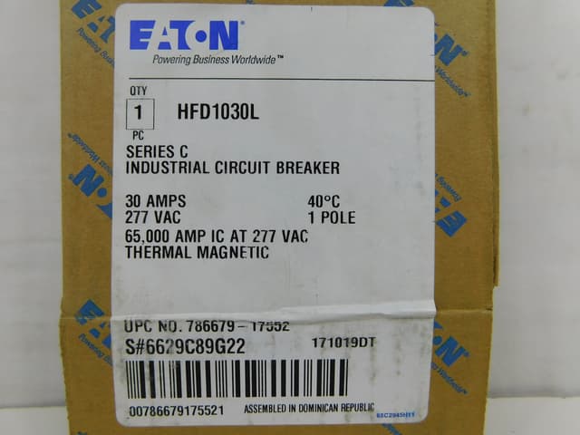 HFD1030L Part Image. Manufactured by Eaton.