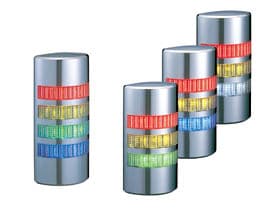 Patlite WE-302-RYB Continuous light, wall mount, chrome body. Red, Amber, Blue (B LED Patlite WE-302-RYB Continuous light, wall mount, chrome body. Red, Amber, Blue (B LED