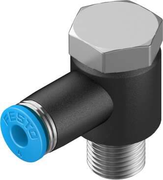 Festo 153086 push-in L-fitting QSLV-1/8-4 360° orientable, male thread with external hexagon. Size: Standard, Nominal size: 2,8 mm, Type of seal on screw-in stud: coating, Assembly position: Any, Container size: 10 Festo 153086 push-in L-fitting QSLV-1/8-4 360° orientable, male thread with external hexagon. Size: Standard, Nominal size: 2,8 mm, Type of seal on screw-in stud: coating, Assembly position: Any, Container size: 10