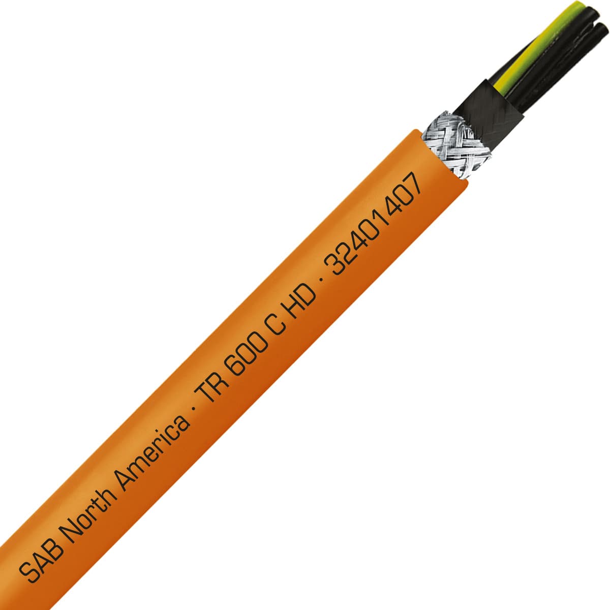 SAB 32401407 TR 600 C HD - 14 AWG/7c, shielded oil resistant heavy duty flexible exposed run orange TPE tray cable, UL, CSA, CE, RoHS SAB 32401407 TR 600 C HD - 14 AWG/7c, shielded oil resistant heavy duty flexible exposed run orange TPE tray cable, UL, CSA, CE, RoHS