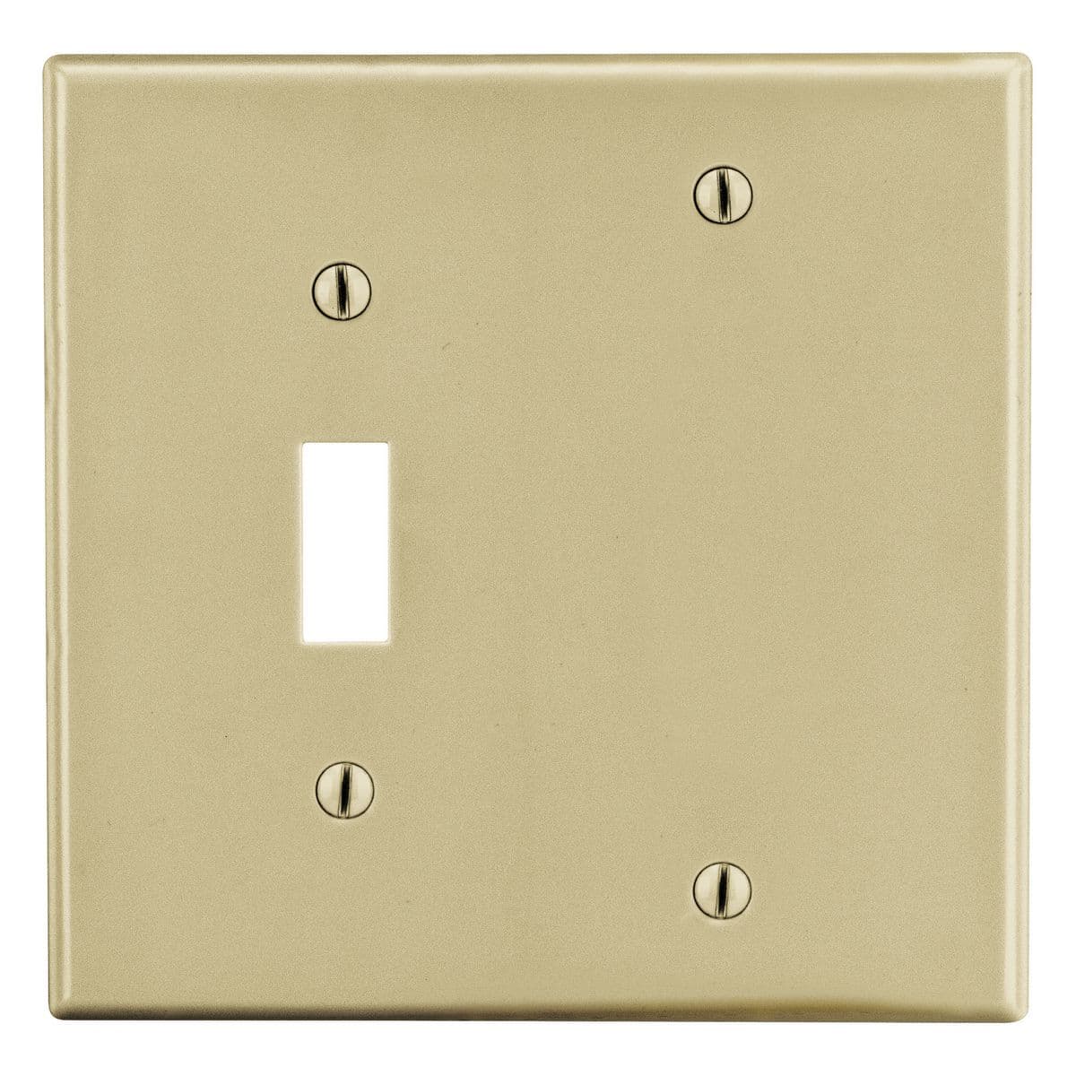 Hubbell PJ113I Wallplate, Mid-Size 2-Gang, 1) Toggle 1) Box Mount Blank, Ivory ; High-impact, self-extinguishing polycarbonate material ; More Rigid ; Sharp lines and less dimpling ; Smooth satin finish ; Blends into wall with an optimum finish ; Smooth Satin Finish Hubbell PJ113I Wallplate, Mid-Size 2-Gang, 1) Toggle 1) Box Mount Blank, Ivory ; High-impact, self-extinguishing polycarbonate material ; More Rigid ; Sharp lines and less dimpling ; Smooth satin finish ; Blends into wall with an optimum finish ; Smooth Satin Finish