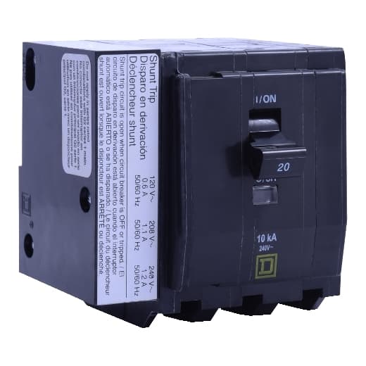 Schneider Electric QO3301021 Square D by Schneider Electric QO3301021 is a Miniature Circuit Breaker (MCB) featuring a shunt trip coil. It is designed for plug-in mounting and supports a plug-in connection type. This MCB is rated for a current of 30A and can accommodate wire sizes from 14-8AWG for both aluminum and copper cables. It is a 3-pole device, compatible with rated voltages of 48Vdc and 120V/240V AC. The control voltage ranges from 120Vac to 208Vac. The QO3301021 offers a short circuit breaking rating of 10kA at 240Vac and 5kA at 48Vdc. It utilizes press plate type terminals for connections. Schneider Electric QO3301021 Square D by Schneider Electric QO3301021 is a Miniature Circuit Breaker (MCB) featuring a shunt trip coil. It is designed for plug-in mounting and supports a plug-in connection type. This MCB is rated for a current of 30A and can accommodate wire sizes from 14-8AWG for both aluminum and copper cables. It is a 3-pole device, compatible with rated voltages of 48Vdc and 120V/240V AC. The control voltage ranges from 120Vac to 208Vac. The QO3301021 offers a short circuit breaking rating of 10kA at 240Vac and 5kA at 48Vdc. It utilizes press plate type terminals for connections.