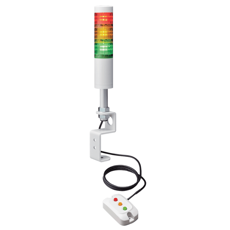 Patlite HSST-3M2-RYG 50mm manual LED Signal Tower Kit with 3-button switch box, AC power supply and mounting brackets Patlite HSST-3M2-RYG 50mm manual LED Signal Tower Kit with 3-button switch box, AC power supply and mounting brackets