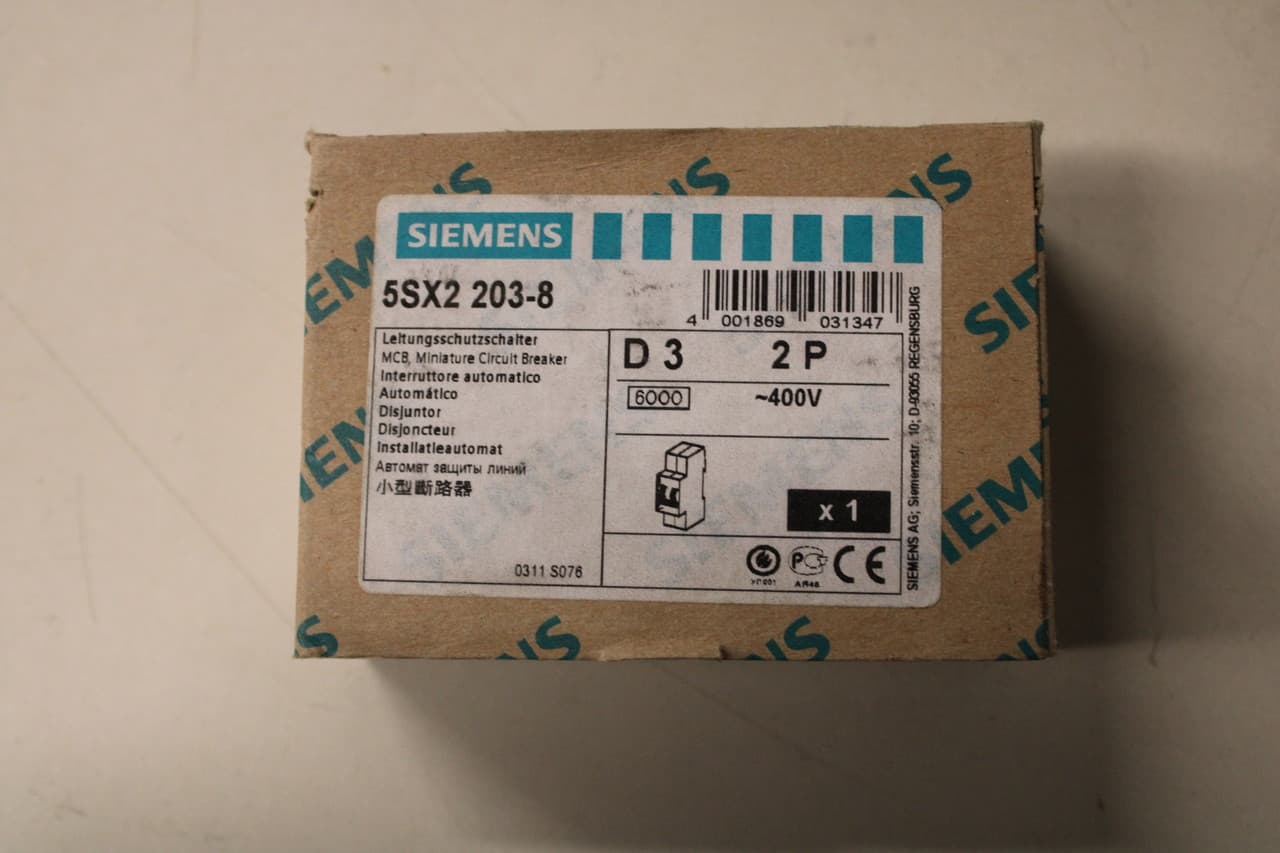 Siemens 5SX2-203-8 Siemens 5SX2-203-8 Miniature Circuit Breakers (MCBs) EA Siemens 5SX2-203-8 Siemens 5SX2-203-8 Miniature Circuit Breakers (MCBs) EA