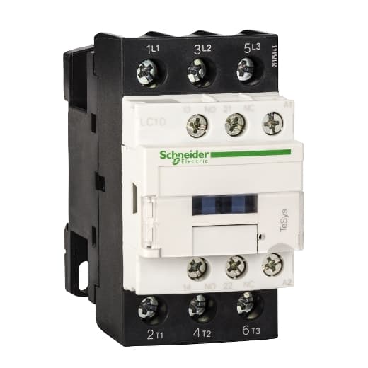 Schneider Electric LC1D25G7 Schneider Electric LC1D25G7 is a magnetic contactor from the Deca sub-range, featuring screw connections and designed for 3-pole (3NO) operation. It has a rated current of 40A for AC-1 applications and 25A for 440Vac in AC-3 scenarios. This contactor is suitable for DIN rail mounting and has a net width of 45 mm. It offers a degree of protection of IP20 and operates with a control voltage (AC) range of 96-132Vac (120Vac nominal at 50Hz) and 102-132Vac (120Vac nominal at 60Hz). The rated operating voltage (Ue) is up to 690 V, and it includes 1 normally open (NO) auxiliary contact. The rated impulse voltage (Uimp) is 6 kV, and it can handle rated active power up to 15kW for 660-690Vac in AC-3 conditions. Additionally, it features 1 normally closed (NC) auxiliary contact with a contact type of 1NO+1NC instantaneous aux. The rated power in horsepower (HP) varies from 2HP at 115Vac in single-phase to 20HP at 575-600Vac in three-phase applications. Its mechanical durability is rated at 15 million operations at no load, and its electrical durability is rated at 1.6 million operations with load. The rated voltage for phase-to-phase applications is 690 V. Schneider Electric LC1D25G7 Schneider Electric LC1D25G7 is a magnetic contactor from the Deca sub-range, featuring screw connections and designed for 3-pole (3NO) operation. It has a rated current of 40A for AC-1 applications and 25A for 440Vac in AC-3 scenarios. This contactor is suitable for DIN rail mounting and has a net width of 45 mm. It offers a degree of protection of IP20 and operates with a control voltage (AC) range of 96-132Vac (120Vac nominal at 50Hz) and 102-132Vac (120Vac nominal at 60Hz). The rated operating voltage (Ue) is up to 690 V, and it includes 1 normally open (NO) auxiliary contact. The rated impulse voltage (Uimp) is 6 kV, and it can handle rated active power up to 15kW for 660-690Vac in AC-3 conditions. Additionally, it features 1 normally closed (NC) auxiliary contact with a contact type of 1NO+1NC instantaneous aux. The rated power in horsepower (HP) varies from 2HP at 115Vac in single-phase to 20HP at 575-600Vac in three-phase applications. Its mechanical durability is rated at 15 million operations at no load, and its electrical durability is rated at 1.6 million operations with load. The rated voltage for phase-to-phase applications is 690 V.