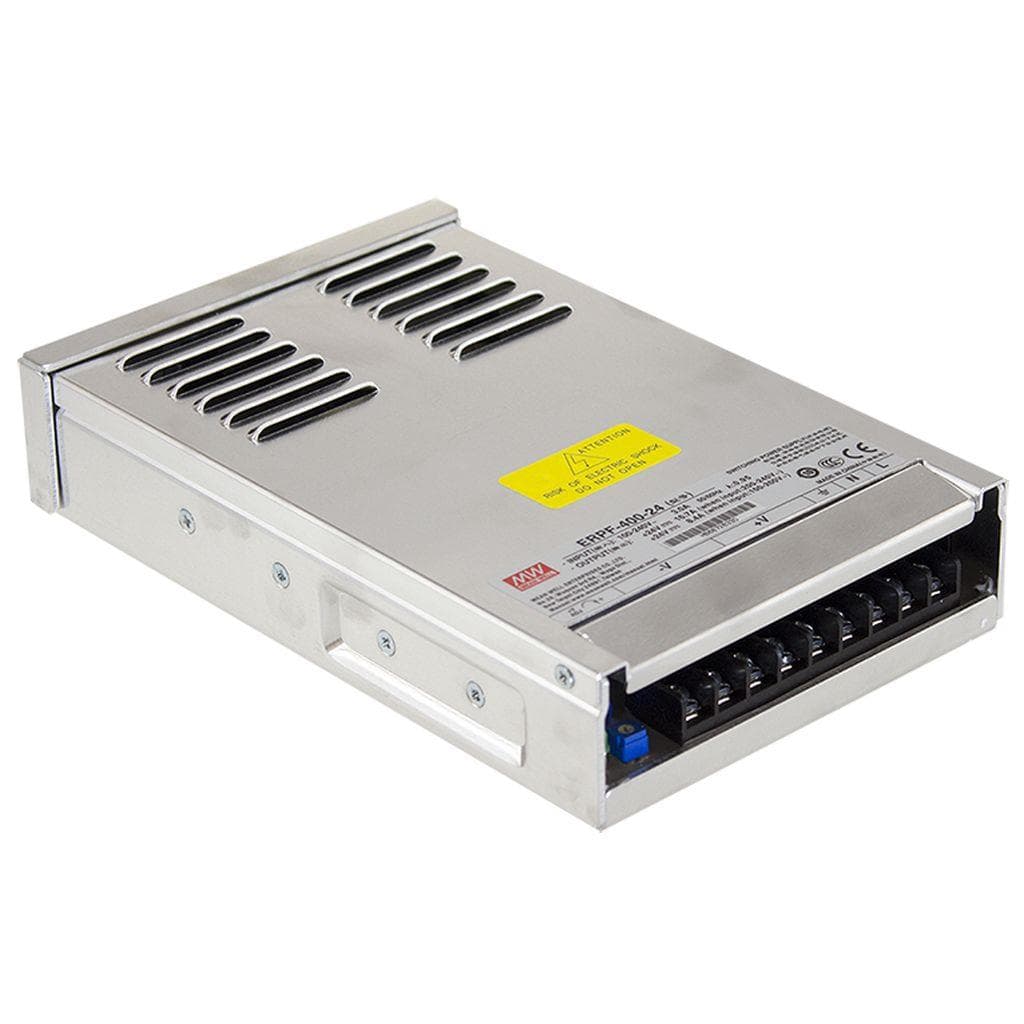 MEAN WELL ERPF-400-24 AC-DC Single output power supply with PFC; Output 24VDC at 16.7A; Input range 90-264VAC MEAN WELL ERPF-400-24 AC-DC Single output power supply with PFC; Output 24VDC at 16.7A; Input range 90-264VAC