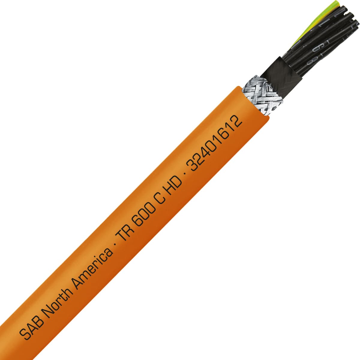 SAB 32401612 TR 600 C HD - 16 AWG/12c, shielded oil resistant heavy duty flexible exposed run orange TPE tray cable, UL, CSA, CE, RoHS SAB 32401612 TR 600 C HD - 16 AWG/12c, shielded oil resistant heavy duty flexible exposed run orange TPE tray cable, UL, CSA, CE, RoHS