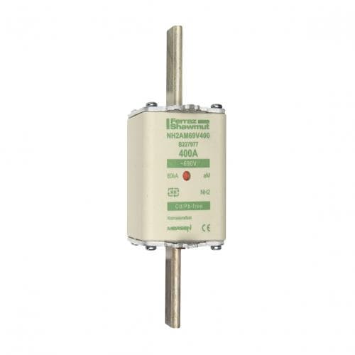 Mersen B227977 NH fuse-link aM, 690VAC, size 2, 400A double indicator/live tags Mersen B227977 NH fuse-link aM, 690VAC, size 2, 400A double indicator/live tags