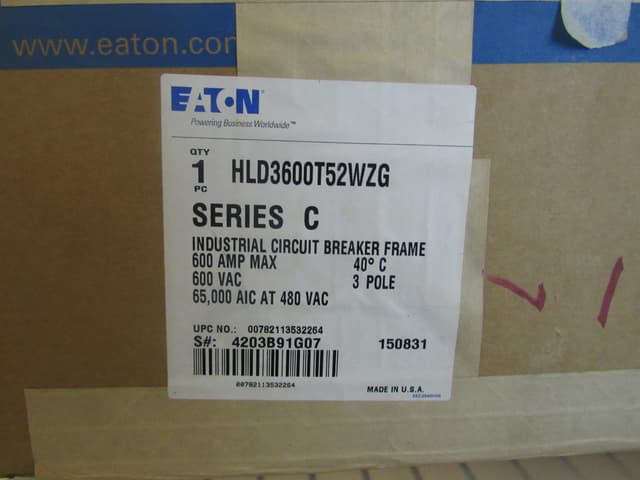HLD3600T52WZG Part Image. Manufactured by Eaton.