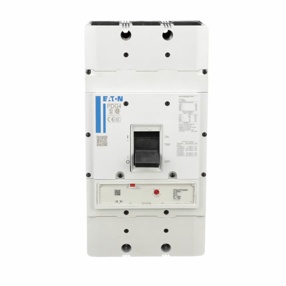 Eaton PDC43M0800TAAS Eaton Power Defense 4 Breaker, IEC/CCC, 3-Pole,70kA/53kA, 800A,Thermal Magnetic, Adjustable Thermal, Adjustable Magnetic, Screw Terminals, Metric Tapped Conductors Eaton PDC43M0800TAAS Eaton Power Defense 4 Breaker, IEC/CCC, 3-Pole,70kA/53kA, 800A,Thermal Magnetic, Adjustable Thermal, Adjustable Magnetic, Screw Terminals, Metric Tapped Conductors