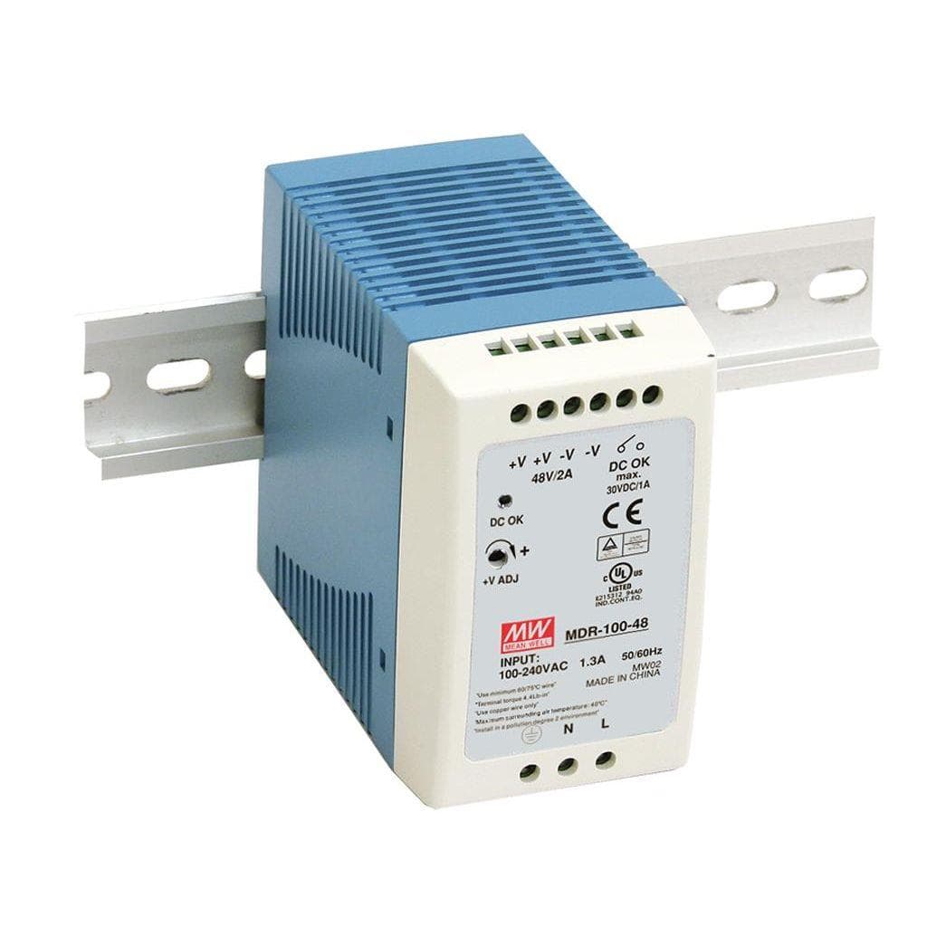 MEAN WELL MDR-100-48 AC-DC Industrial DIN rail power supply; Output 48Vdc at 2A; plastic case MEAN WELL MDR-100-48 AC-DC Industrial DIN rail power supply; Output 48Vdc at 2A; plastic case