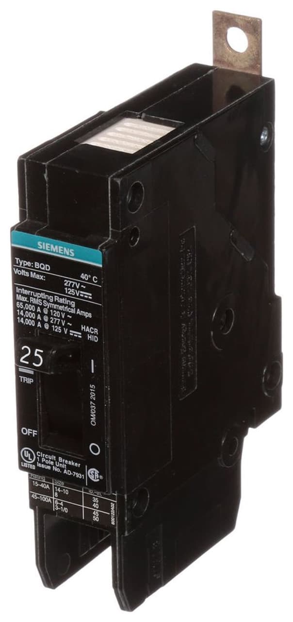 Siemens BQD125 Siemens BQD125 Miniature Circuit Breakers (MCBs) 1P 25A 277V Siemens BQD125 Siemens BQD125 Miniature Circuit Breakers (MCBs) 1P 25A 277V