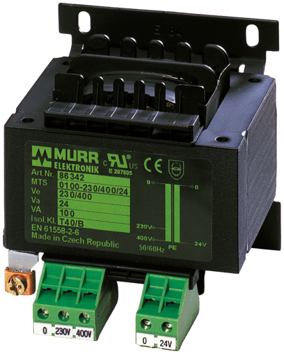 Murr Elektronik 86345 86345 Murrelektronik - MTS 1-PHASE SAFETY TRANSFORMER, P: 250VA IN: 230/400VAC OUT: 24VAC, For screw and DIN-rail mounting Murr Elektronik 86345 86345 Murrelektronik - MTS 1-PHASE SAFETY TRANSFORMER, P: 250VA IN: 230/400VAC OUT: 24VAC, For screw and DIN-rail mounting