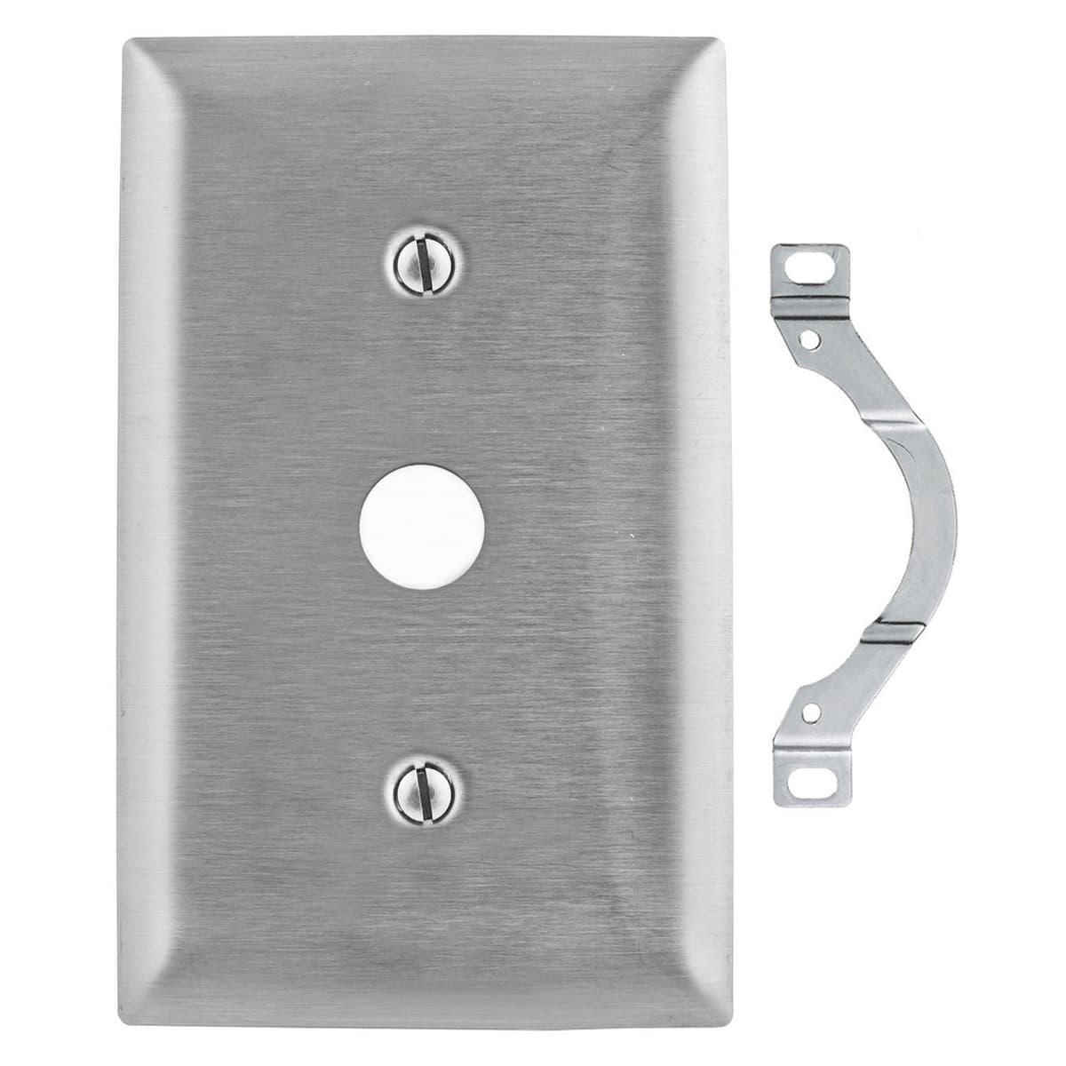 Hubbell SS12 Wallplates and Boxes, Metallic Plates, 1- Gang, 1) Toggle Opening, Standard Size, Stainless Steel ; Non-magnetic and corrosion resistant ; Finish is lacquer coated to inhibit oxidation ; Protective plastic film helps to prevent scratches and damage ; Pro Hubbell SS12 Wallplates and Boxes, Metallic Plates, 1- Gang, 1) Toggle Opening, Standard Size, Stainless Steel ; Non-magnetic and corrosion resistant ; Finish is lacquer coated to inhibit oxidation ; Protective plastic film helps to prevent scratches and damage ; Pro