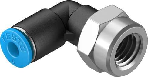 Festo 153273 push-in L-fitting QSLF-1/8-4-B 360° orientable, internal thread with external hexagon. Size: Standard, Nominal size: 2,8 mm, Assembly position: Any, Container size: 10, Design structure: Push/pull principle Festo 153273 push-in L-fitting QSLF-1/8-4-B 360° orientable, internal thread with external hexagon. Size: Standard, Nominal size: 2,8 mm, Assembly position: Any, Container size: 10, Design structure: Push/pull principle