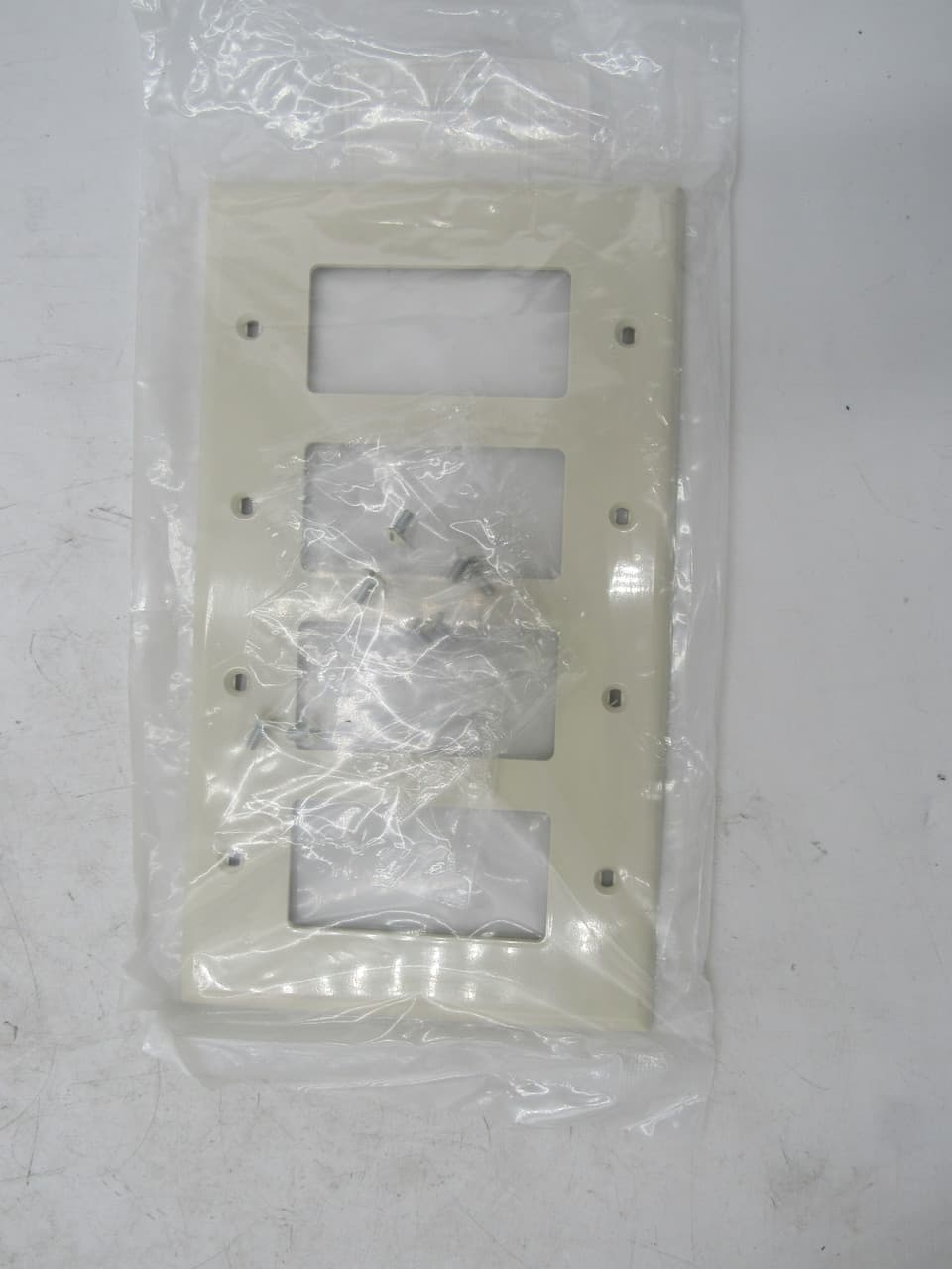 Leviton PJ264-T 8.56" x 4.5" x 0.26", Light Almond, Thermoplastic Nylon, 4-Gang, Device Mount, Decora/GFCI Duplex, Midway Leviton PJ264-T 8.56" x 4.5" x 0.26", Light Almond, Thermoplastic Nylon, 4-Gang, Device Mount, Decora/GFCI Duplex, Midway