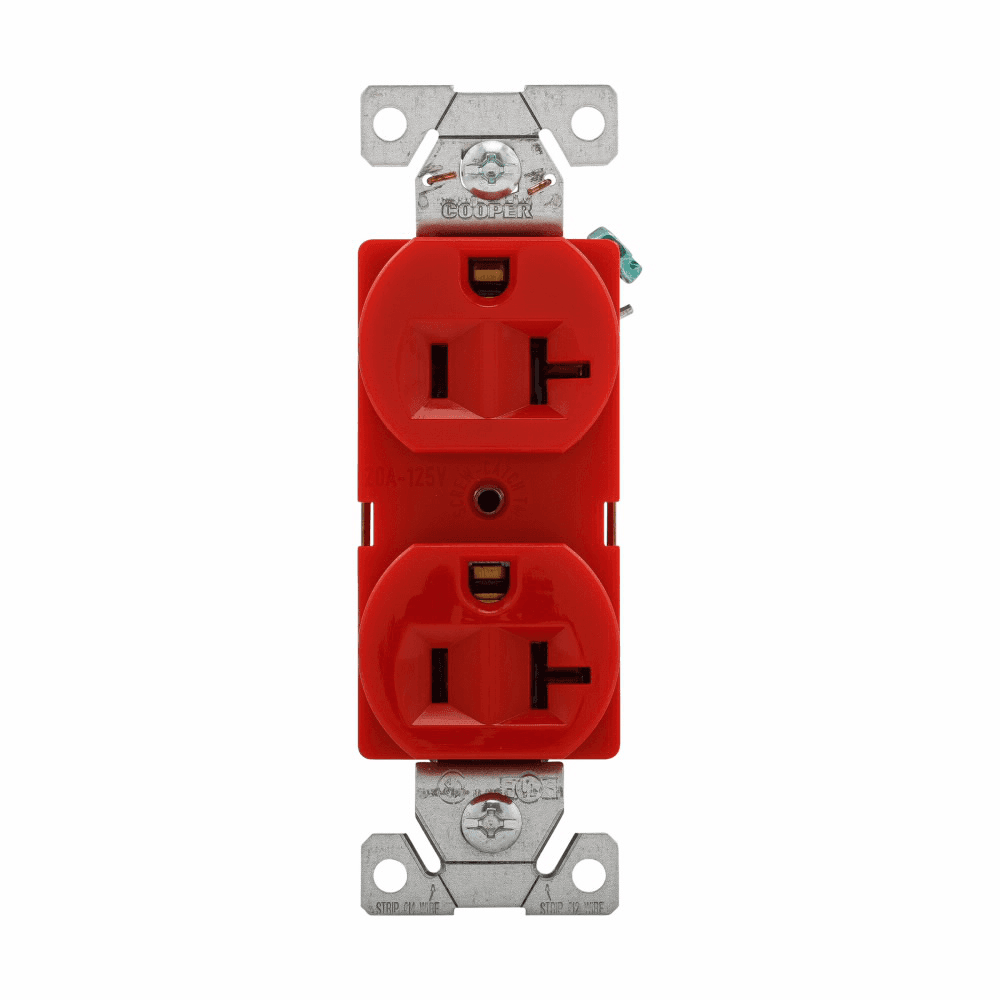 Eaton 5362RD 5362RD Eaton - Eaton Arrow Hart heavy-duty industrial specification grade duplex receptacle, #14-10 AWG, 20A, Industrial, Flush, 125V, Back and side, Red, Brass, Nylon, 5-20R, Duplex, Screw, Glass-filled nylon Eaton 5362RD 5362RD Eaton - Eaton Arrow Hart heavy-duty industrial specification grade duplex receptacle, #14-10 AWG, 20A, Industrial, Flush, 125V, Back and side, Red, Brass, Nylon, 5-20R, Duplex, Screw, Glass-filled nylon