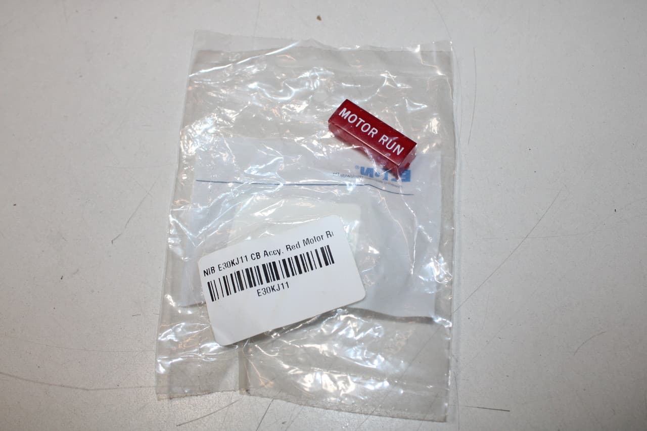 Eaton E30KJ11 E30KJ11 Eaton - Eaton E30 pushbutton operator lens, E30 series, Square Multifunction Pushbutton Operator Lens, Type J, Red actuator, Legend: MOTOR RUN, 1/8 In high Eaton E30KJ11 E30KJ11 Eaton - Eaton E30 pushbutton operator lens, E30 series, Square Multifunction Pushbutton Operator Lens, Type J, Red actuator, Legend: MOTOR RUN, 1/8 In high