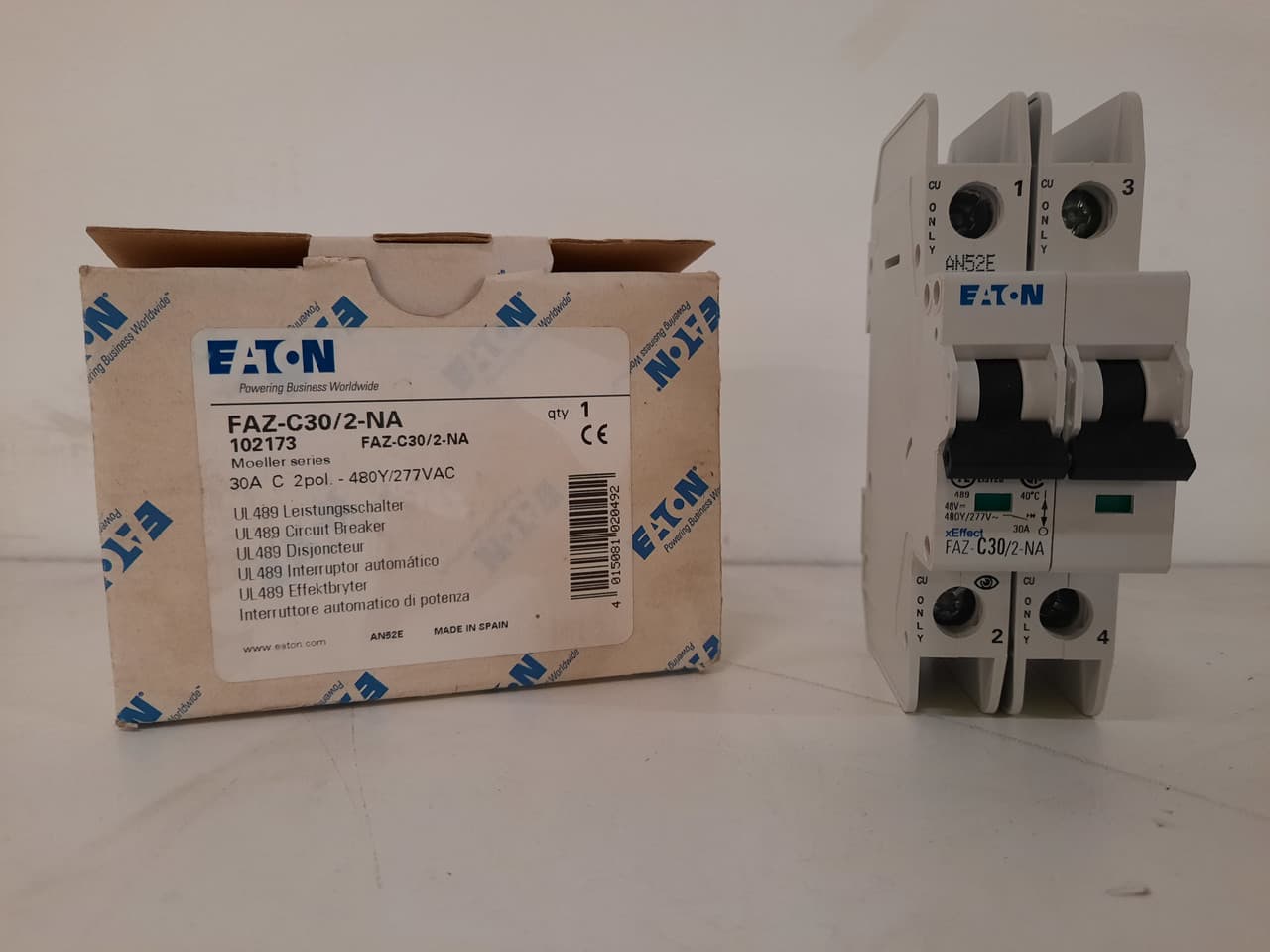 Eaton FAZ-C30/2-NA 277/480 VAC 50/60 Hz, 30 A, 2-Pole, 10/14 kA, 5 to 10 x Rated Current, Screw Terminal, DIN Rail Mount, Standard Packaging, C-Curve, Current Limiting, Thermal Magnetic Eaton FAZ-C30/2-NA 277/480 VAC 50/60 Hz, 30 A, 2-Pole, 10/14 kA, 5 to 10 x Rated Current, Screw Terminal, DIN Rail Mount, Standard Packaging, C-Curve, Current Limiting, Thermal Magnetic