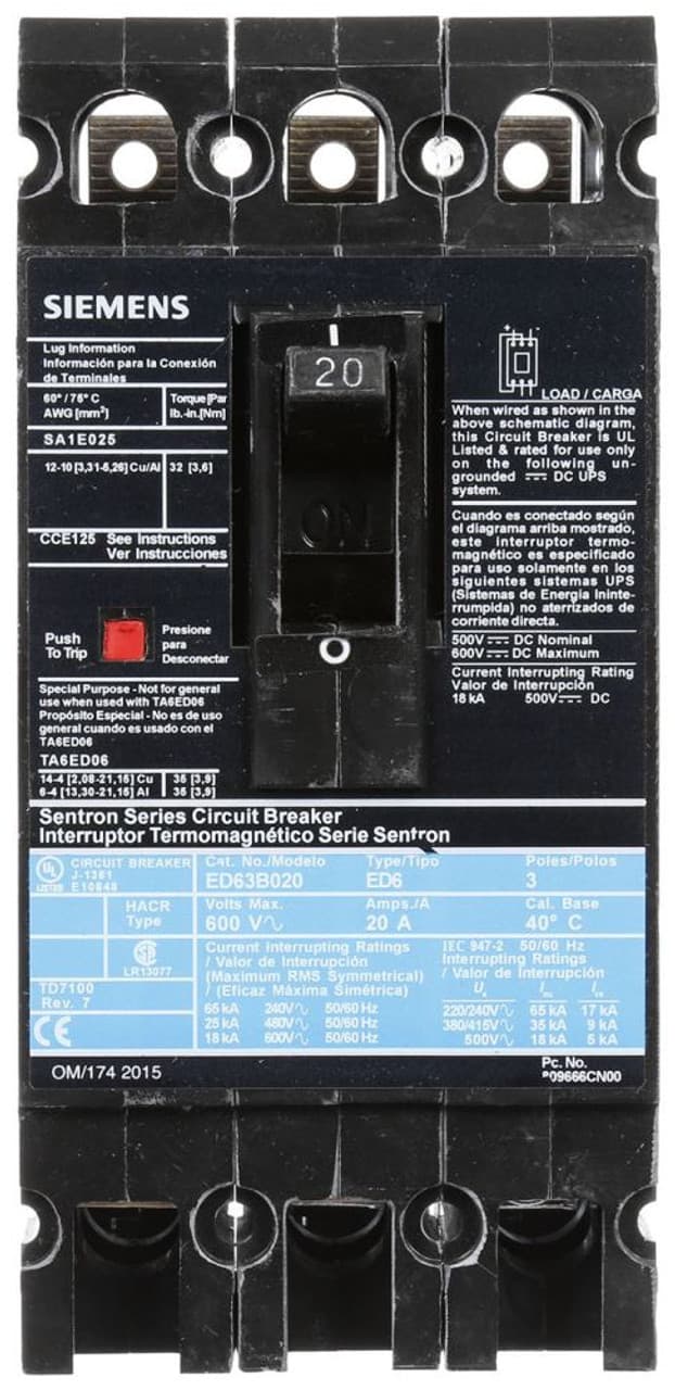 Siemens ED63B020 Siemens ED63B020 Molded Case Breakers (MCCBs) Siemens ED63B020 Siemens ED63B020 Molded Case Breakers (MCCBs)