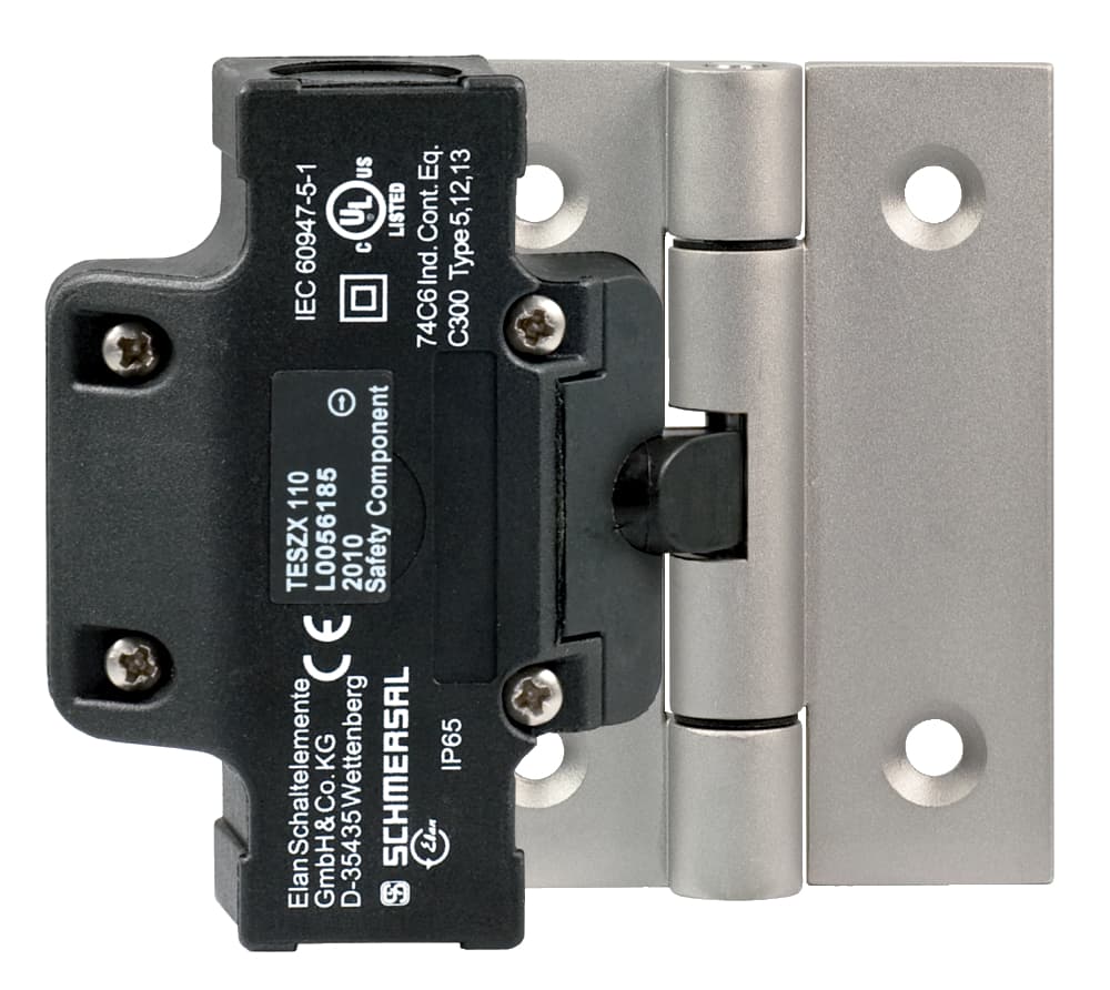 Schmersal TESZX102/S Safety switch for hinged guards; Hinge safety switch; 2 cable entries M 20 x 1.5; Simple fitting, especially on 40 mm profiles; Thermoplastic enclosure; Double-insulated; Good resistance to oil and petroleum spirit; 111,5 mm x 92 mm x 36 mm Schmersal TESZX102/S Safety switch for hinged guards; Hinge safety switch; 2 cable entries M 20 x 1.5; Simple fitting, especially on 40 mm profiles; Thermoplastic enclosure; Double-insulated; Good resistance to oil and petroleum spirit; 111,5 mm x 92 mm x 36 mm